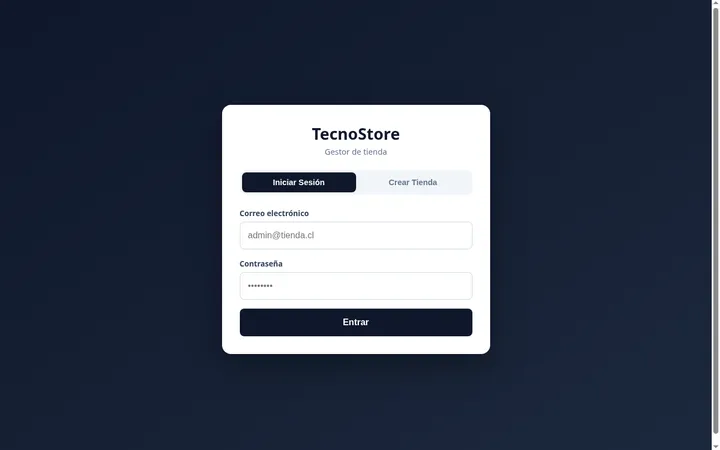 Capture of TecnoStore admin app